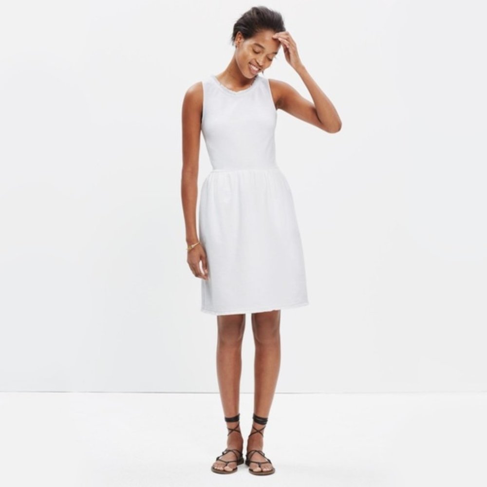 Madewell Fringed Afternoon White Sleeveless Dress